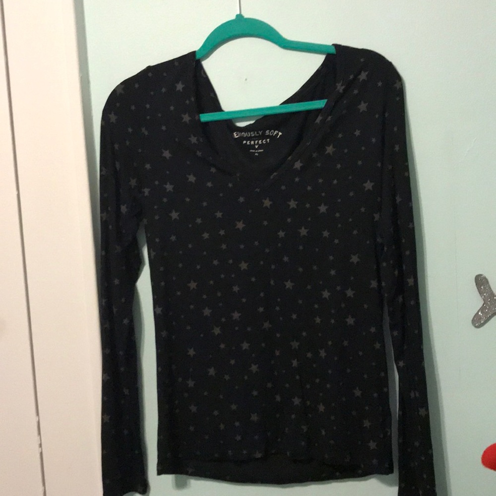 Black V-Neck with Stars
